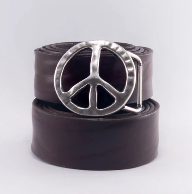 Peace Sign Belt Buckle in Antique Copper, Antique Rustic Interchangeable Buckle