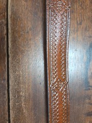 Belt C+ J Inc Pewter Buckle With Deer In Woods Belt Brown Tooled Leather 46