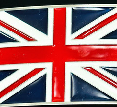 Belt Buckle Enamel Union Jack UK British Flag Silver Tone For 1 1/2 Inch Belt