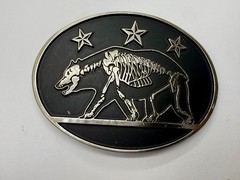 California State Flag Skeleton Grizzly Bear Stars Belt Buckle Chrome 6464