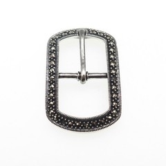 JUDITH JACK 925 Sterling Vintage Real Marcasite Belt Buckle (missing 2 stones)