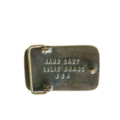 Vintage Hand Cast Solid Brass Scrimshaw Sailing Ship Belt Buckle Made in USA