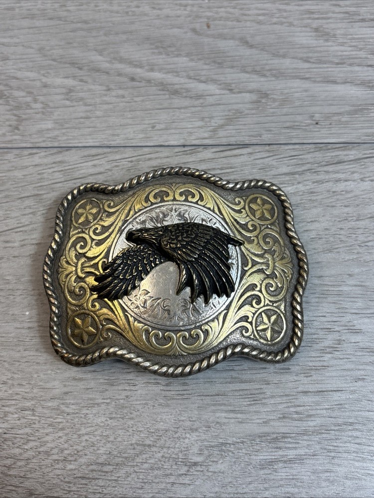Eagle Belt Buckle Gold And Silver Bird Flying 3.5×2.5
