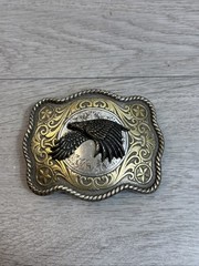 Eagle Belt Buckle Gold And Silver Bird Flying 3.5×2.5