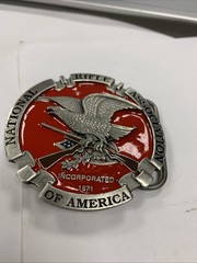 National Rifle Association Of America NRA Eagle Red Belt Buckle USA