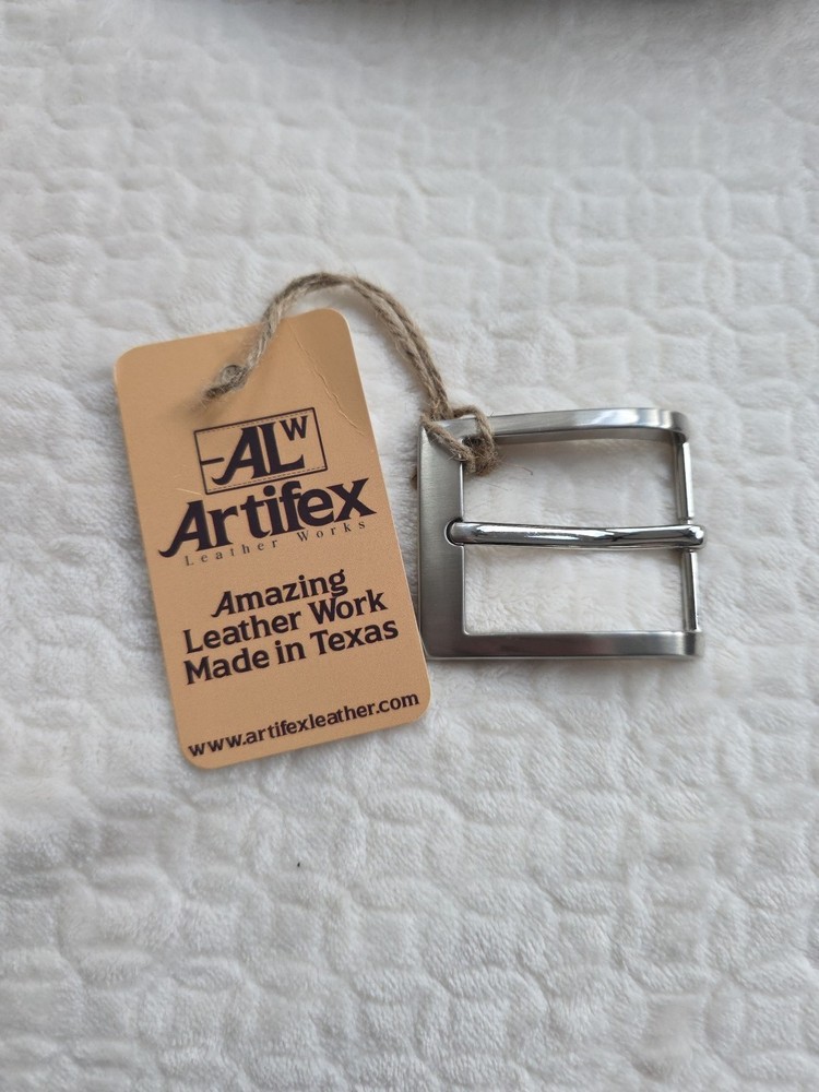 Artifex Leather Work Texas Silver Belt Buckle Removable + Genuine Belt Dutyman