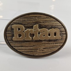 Vintage Oden ~ Brass Tone « Brian » Personalized Belt Buckle – Oval Retro Style
