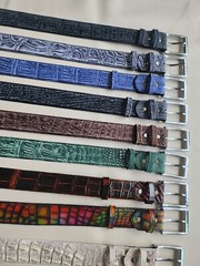3..8CM Green 100% Genuine Leather Skin Men Silver Pin Buckle-Customize