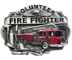 Volunteer Fire Fighter Firemen Belt Buckle Metal BU75