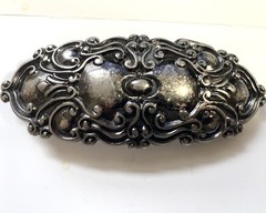 Elongated Oval Dark Silver Tone Belt Buckle 3.75&Prime; x 1.5&Prime; Fits 1-1/8&Prime; wide belt
