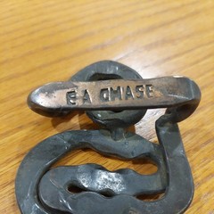 EA Chase Vintage Forged Bronze Hand Made Large Signed Belt Buckle 3.75”x 2.5”