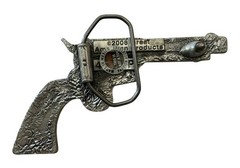 Pewter Six Shooter BELT BUCKLE Mexico NOS 2006