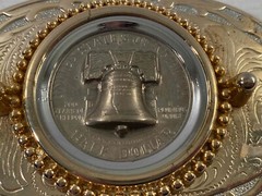 « Punched » 3D Relief Franklin Half Dollar Gold Color Belt Buckle