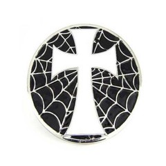 Halloween Gothic White Cross Spider Web Motorcycle Biker Metal Belt Buckle