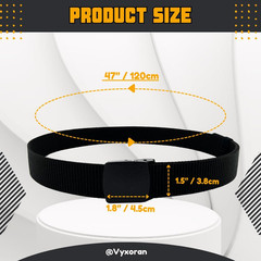 Vyxoran Nylon Belts for Men Military Tactical Slide Plastic 120cm, Black