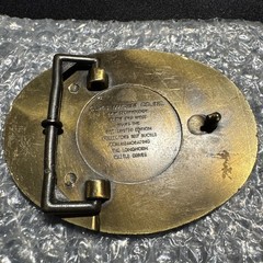 Curtis Machine Co Dodge City Kansas Longhorn Cattle Drive Brass Belt Buckle 1981