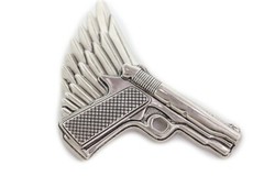 New Men Biker Silver Metal Belt Buckle Angel Wing Gun Pistol Trucker Hood Street