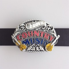 Vintage Style Enamel Western Country Music Belt Buckle
