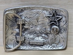 Vintage EAG Silver Tone Belt Buckle Western Horses Equestrian Engraved