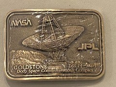 Brass Nasa belt Buckle New Wrapped 1987 Project Award Deep Space Satellite
