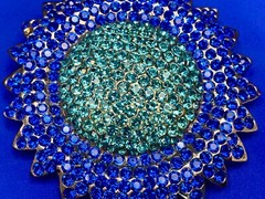 A Blue Green Sea Of Rhinestones – Starburst Cutout Vintage Belt Buckle