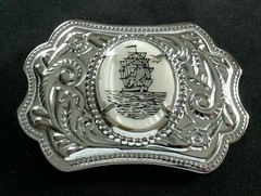SAILING TALL SHIP RIGGED MASTED OCEAN VESSEL INSERT SILVER TONED BELT BUCKLE