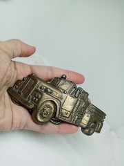 Vtg. Baron Buckle 1978 Brass Fire Truck Belt Buckle #4085