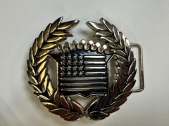 Cadillac Crown Logo Olive Branch Silver Color Belt Buckle Famous Stars & Stripes