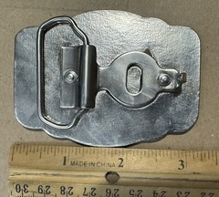 Belt Buckle Milkshake Cowboy Riding A Squirrel Smoking A Pipe 3 1/4” X 2 1/4”