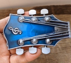 Blue Enamel Guitar Head Belt Buckle Musician Western other Colors Available