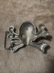 Men&rsquo;s Skull & Crossbones Western Metal Belt Buckle, Silver Tone, 1.5 in