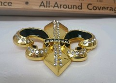 New Gold & Black Metal Belt Buckle With Rhinestones 3.5&Prime; Wide