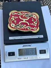 Western Buckle Gold Red Cowboy 4.5 »x3.5 » for 2 » Hooey Buckle Hebilla Vaquero