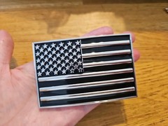 American Flag Metal Belt Buckle US Seller Black Silver Tone Biker Patriotic