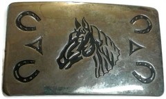 Vintage Chambers Horse Head & Horseshoe Belt Buckle Made In USA