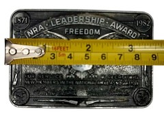1980s NRA LEADERSHIP AWARD FOR SERVICE IN RECRUITING SILVER METAL BELT BUCKLE