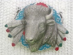 1994 The Great American Buckle Co Buffalo Head #4182 Belt Buckle 3 1/2&Prime; x 2 3/4&Prime;
