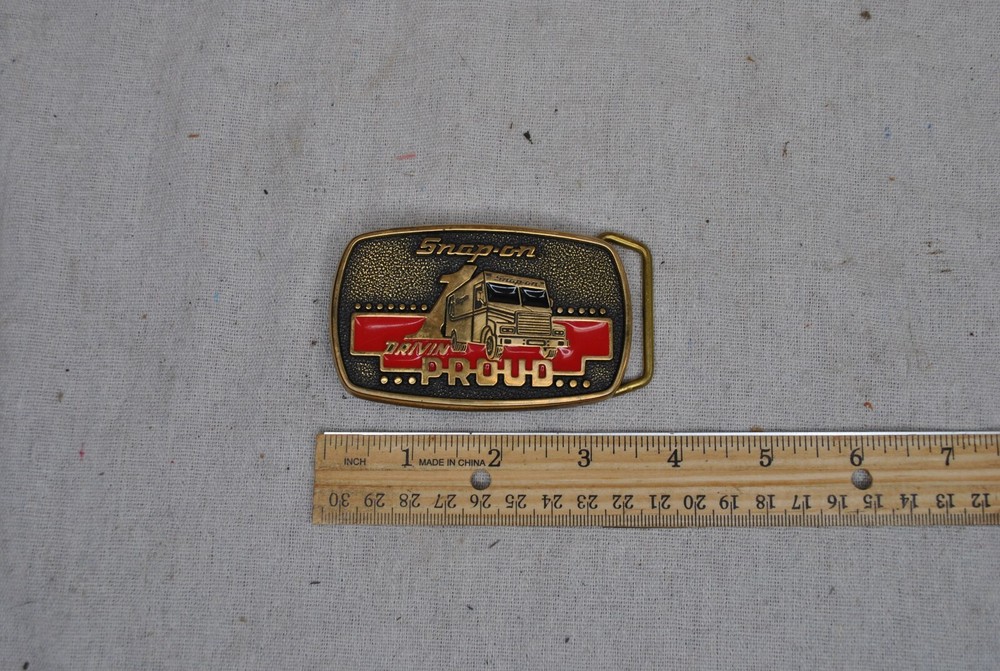 1989 Snap-on Tools Solid Brass Box Truck Drivin Proud Belt Buckle BTS SSX-1313