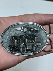 Oil And Gas Halliburton Services Belt Buckle 1916 Oil Pumper Flying H Roughneck