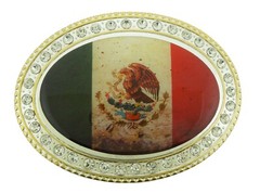 Mexico Flag Belt Buckle New Mexican Men Women Cowgirl Cowboy Western Gold Metal