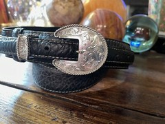 western pawn James Reid style Sterling Silver Belt Buckle 1-3/8”-.75-32-35”nu🦬✅