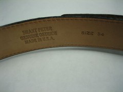 Sterling silver 925 buckle 2 loops w/Genuine Ostrich 30 mm belt shantpeter U.S.A