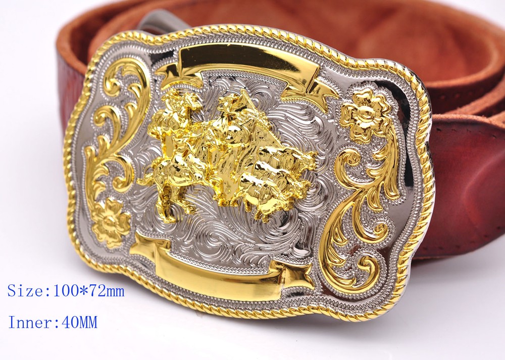 Mens Bull Ride Rodeo Flower Long Huge Rodeo Big Western Cowboy Shine Belt Buckle
