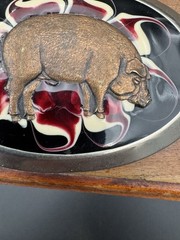 Unique Vintage Western style Belt Buckle pig hog multi material