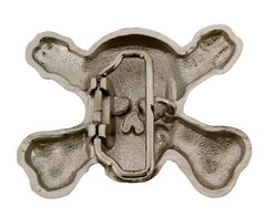 Skull Crossbones Belt Buckle Silver Metal Gothic Tattoo Halloween Costume Tribal