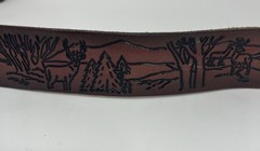 Vintage Western Belt Hand Tooled Deer Landscape Outdoor No Buckle 38”
