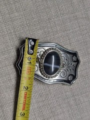 vintage USA made AGATE rock inlay WESTERN belt buckle ENGRAVED gemstone