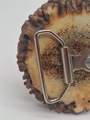 Vintage Handcrafted Elk Antler Burr Belt Buckle Buck