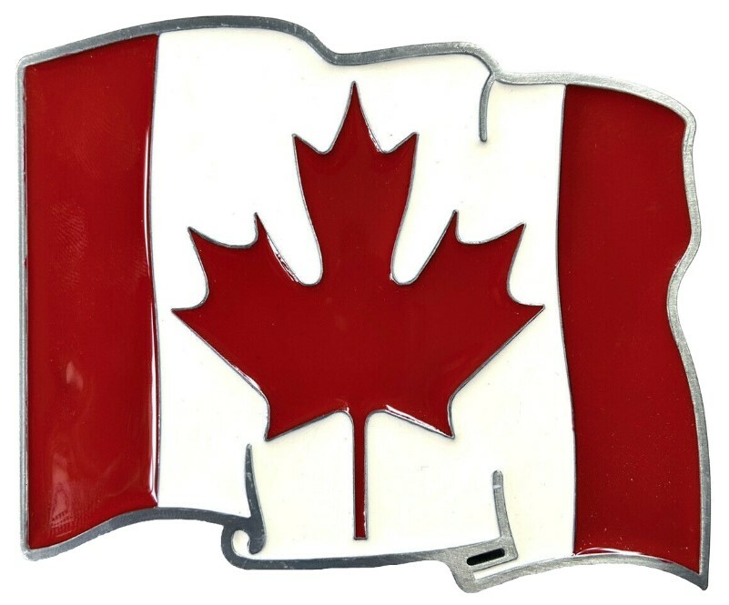 Waving Canadian Flag Belt Buckle