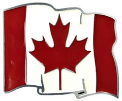 Waving Canadian Flag Belt Buckle